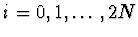 $i = 0,1,
\dots, 2N$