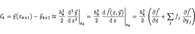 \begin{displaymath}
\!\!\!\!\!\!\!\!\!\!\!\!
\vec{\varepsilon}_k = \vec{y}(x_{k+...
... x} + \sum_j f_j\
\frac{\partial \vec{f}}{\partial y_j}\right)
\end{displaymath}