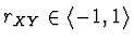 $r_{XY} \in \left< -1,1 \right>$